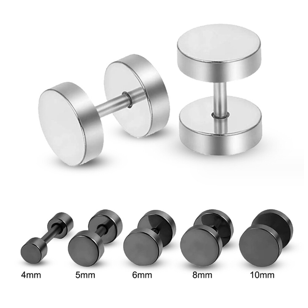 High Polished Surgical Steel Screw Flat Back Disc Stud Earrings for Women Men