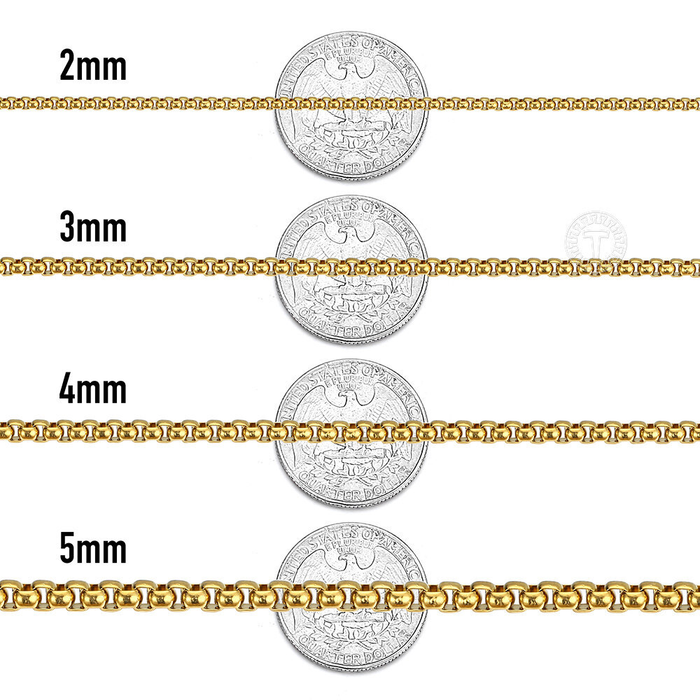 18″-24″ 2/3/4/5MM Gold Plated Stainless Steel Smooth Box Chain Necklace