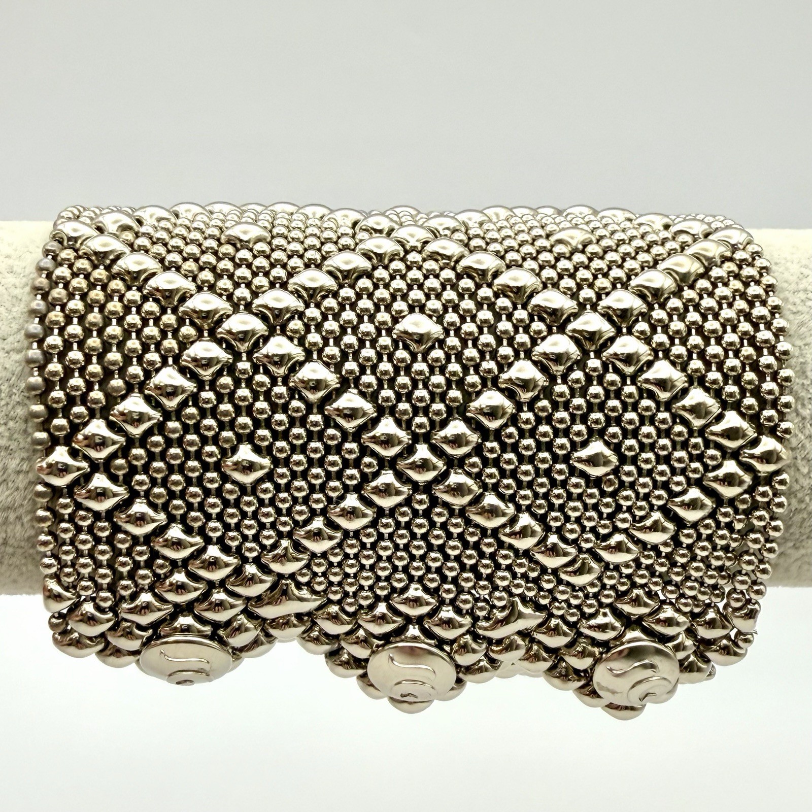 Vintage 1990s SG Liquid Metal Sergio Gutierrez B11-AS Wide Cuff Bracelet 7 Inch