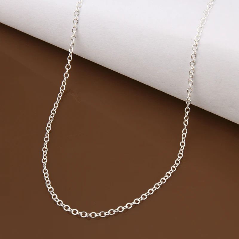 925 Sterling Silver Necklace Rolo Chain 1mm 16-24 Inch Length Women Jewelry