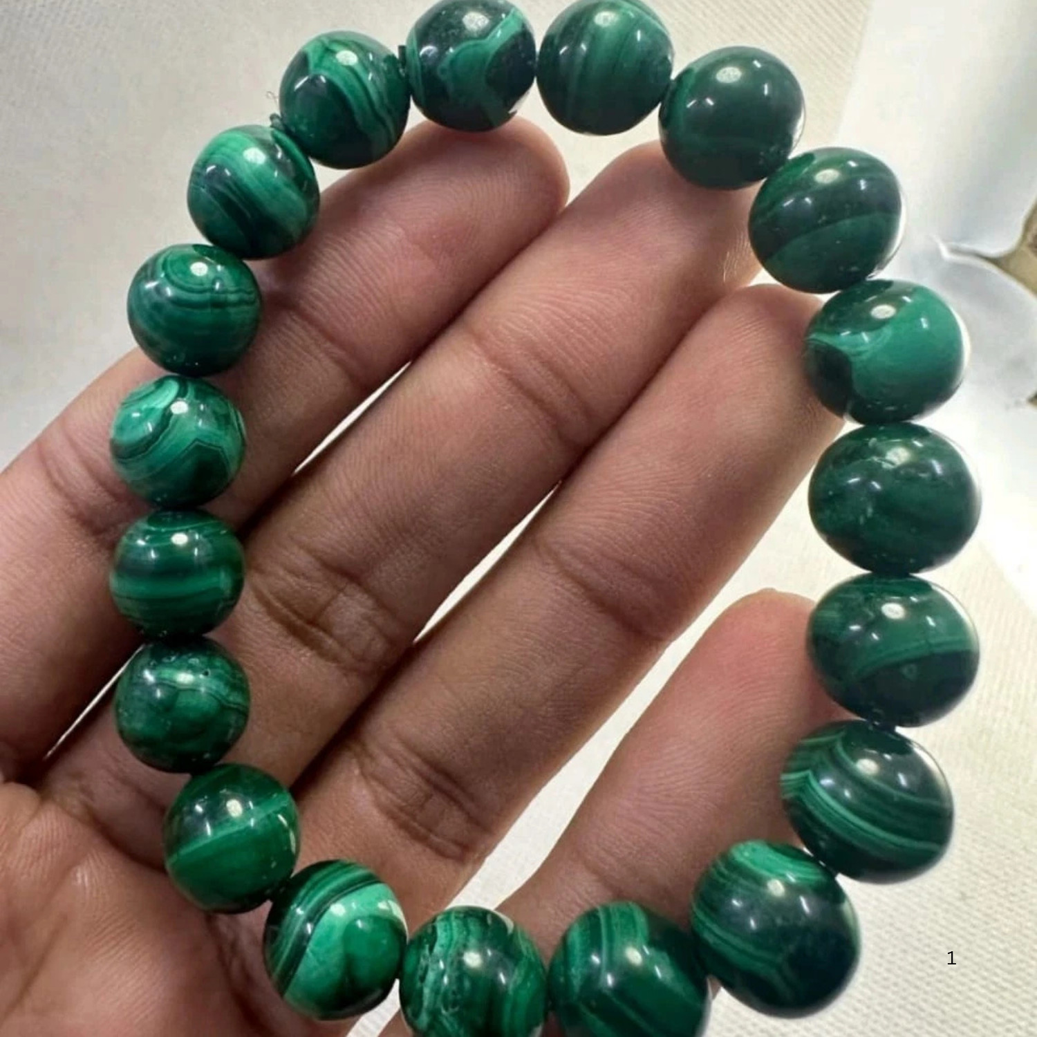 Natural Green Malachite Bracelet 10mm Round Beads Handmade Gemstone Jewelry