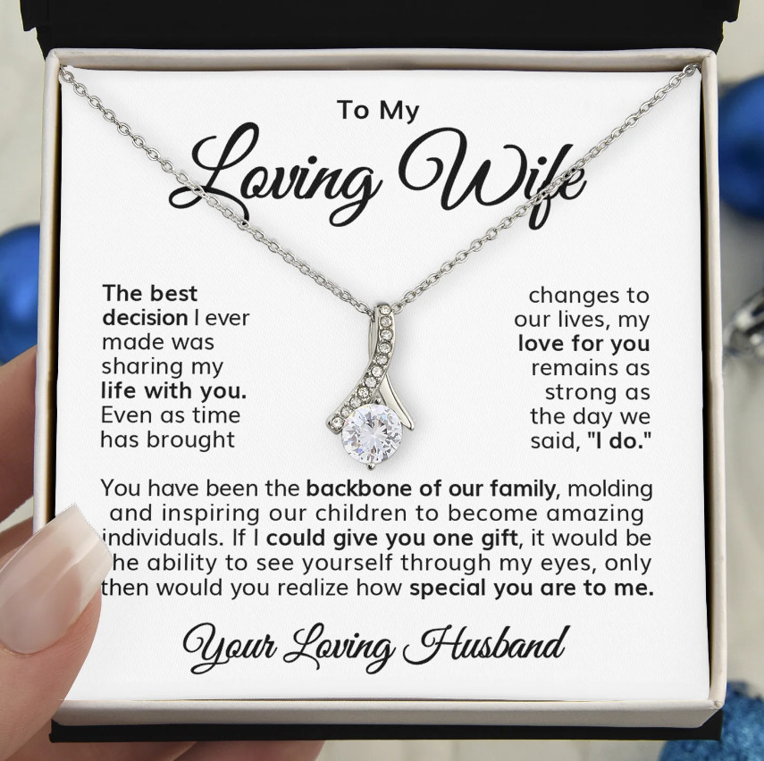 To My wife ribbon Necklace Meaningful Gift from husband birthday anniversary