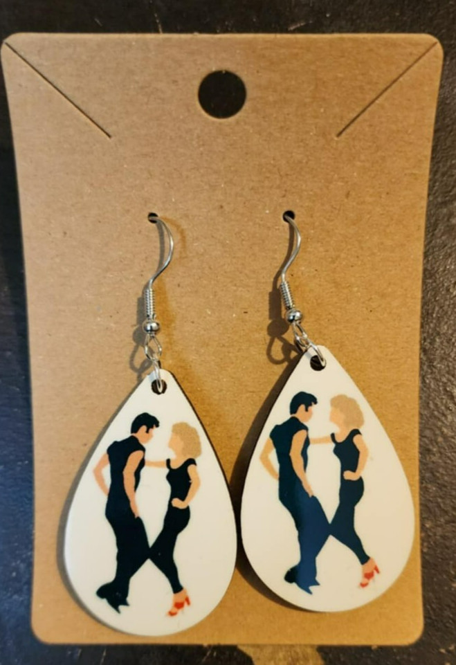 Grease the Movie Wooden Teardrop Earrings: Hypoallergenic
