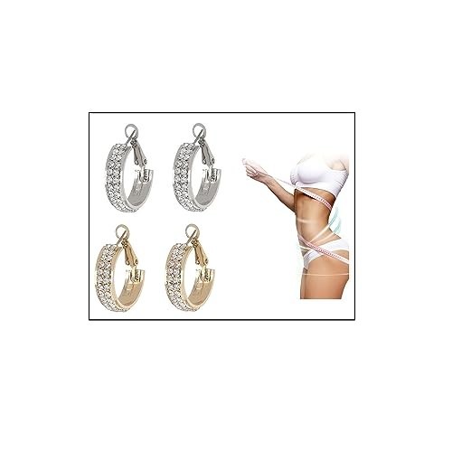 Lymphatic Drainage Slimming Hoop Earrings with Cubic Zirconia – Jewelry Gifts fo