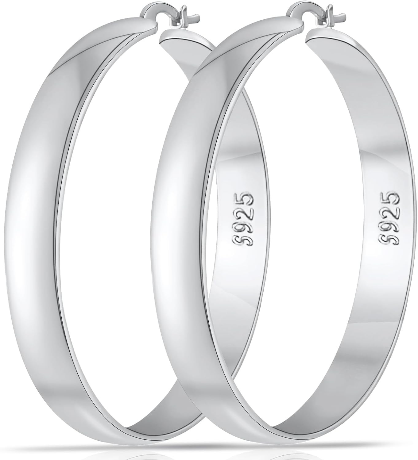 8mm Thick 925 Sterling Silver Hoops Earrings for Women 14K Real Gold Large Hoop