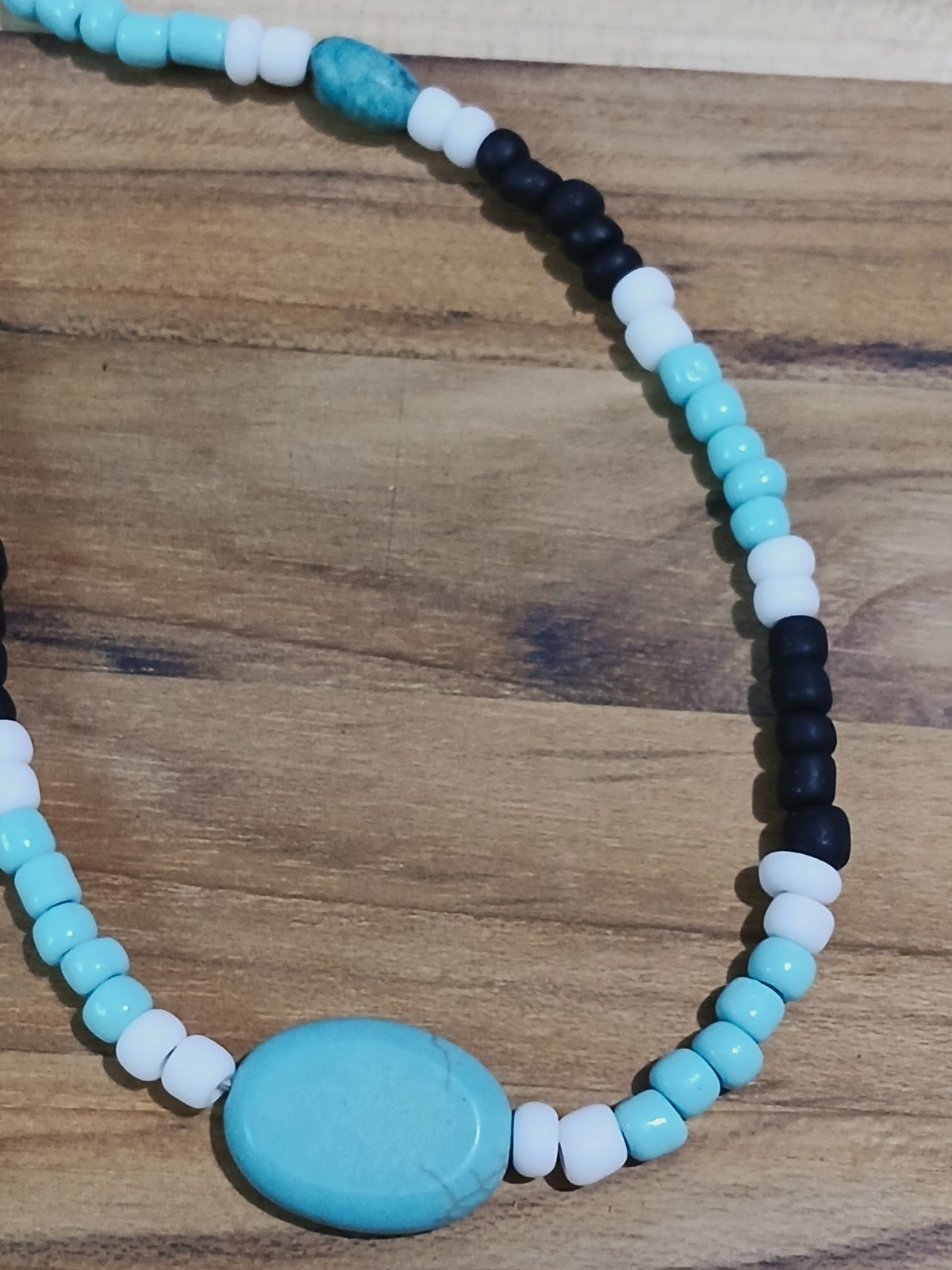glass beaded necklace Hemp Mens Womens Unisex Dyed Turquoise Howlite
