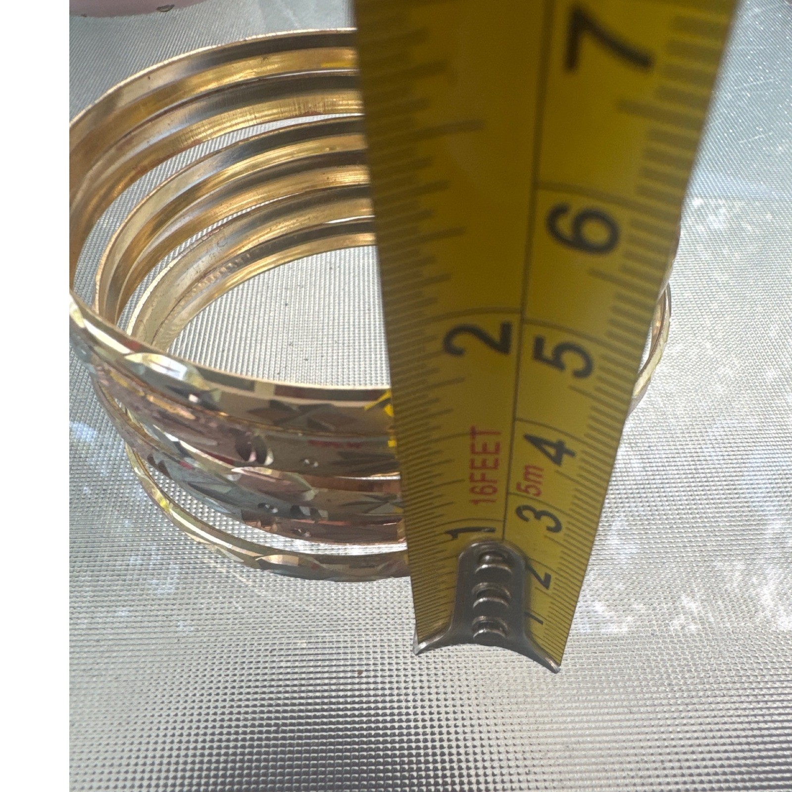 Unbranded Bangle Bracelet Set Womens 8.2″ Tricolor Diamond Cut 6pc Stackable