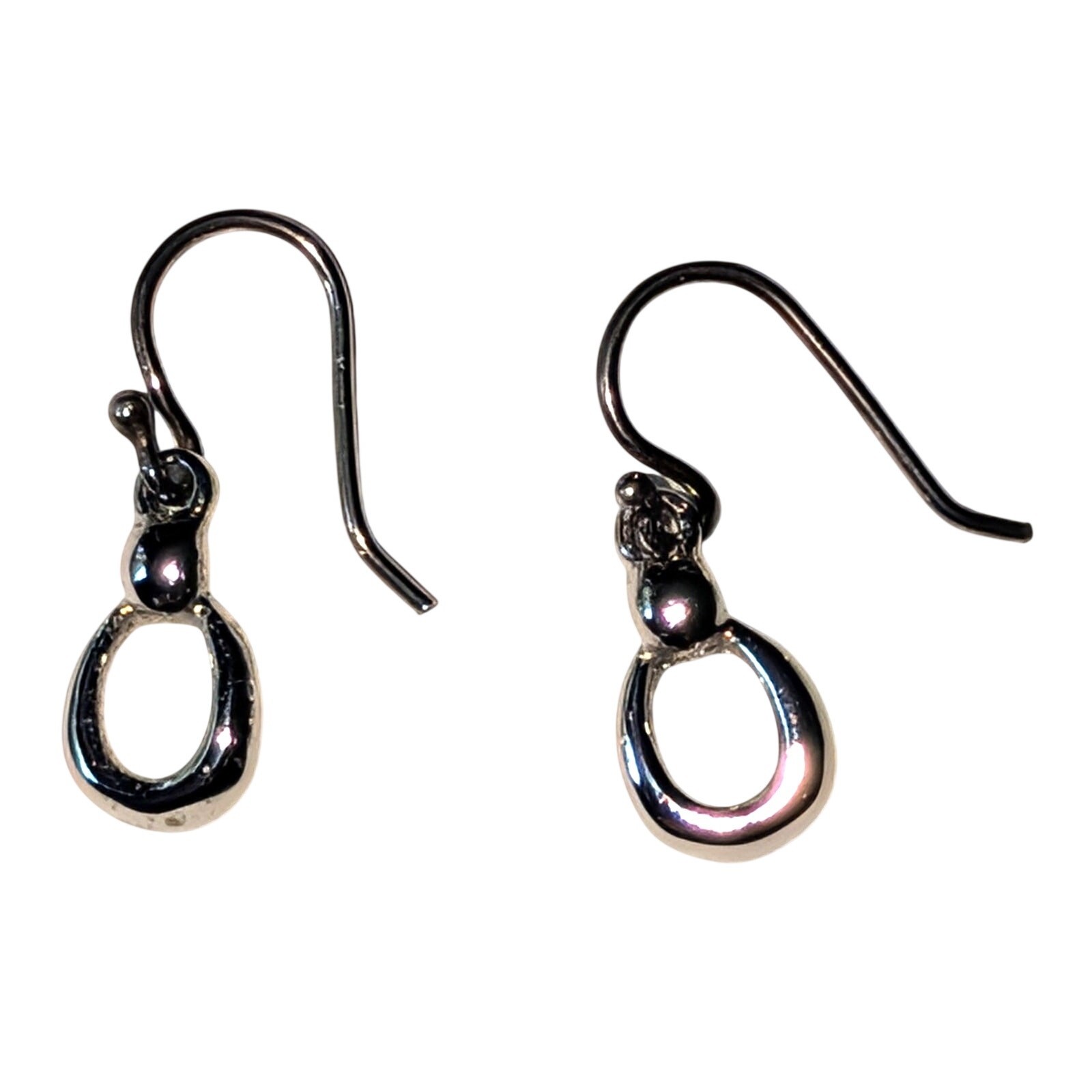 Dainty Sterling Silver Oval Earrings 925 ATI Thai 7/8-inch-long Drop/Dangle