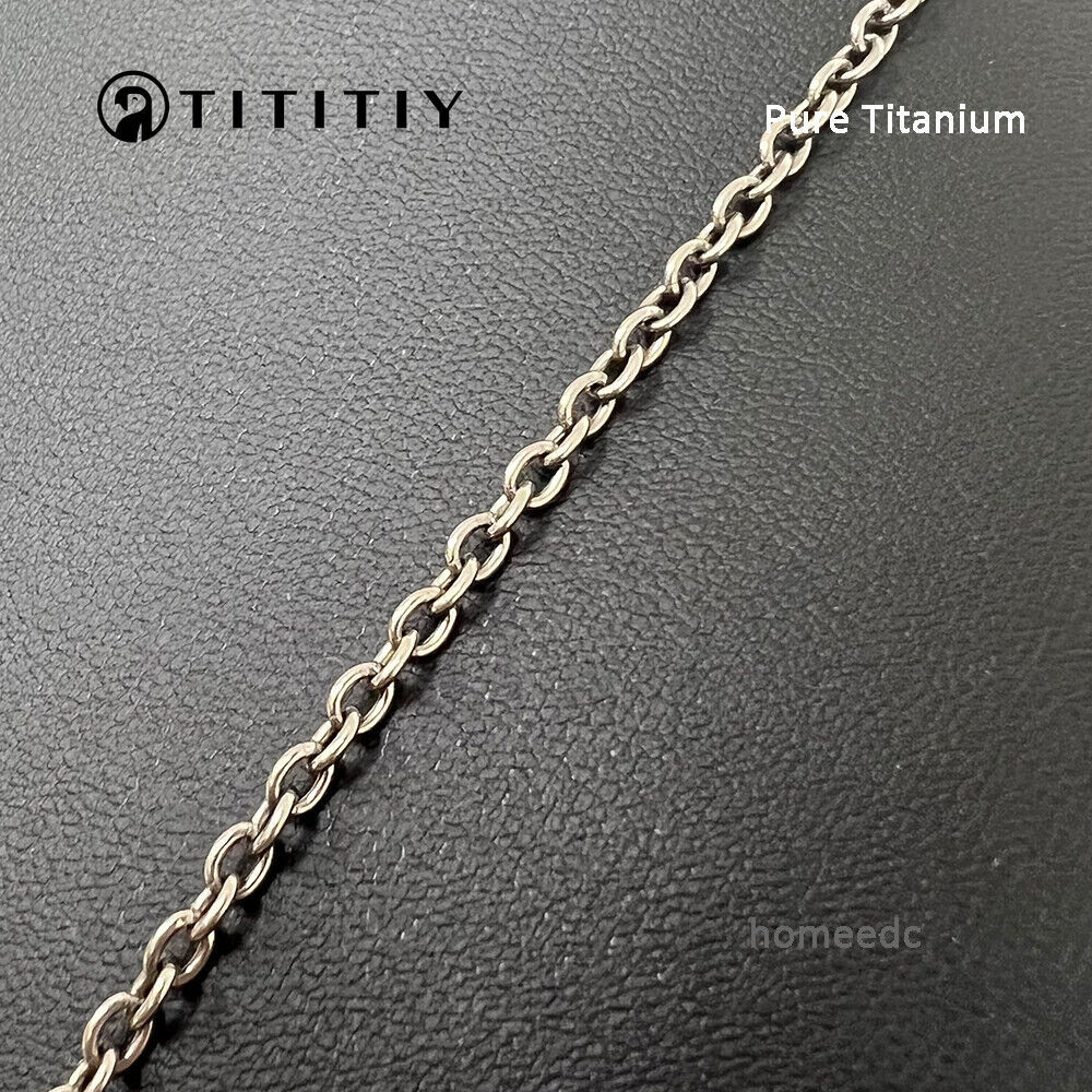 NEW 3mm Pure Titanium Necklace O Cable Link Chain Men Women Non-Allergic 23.6″