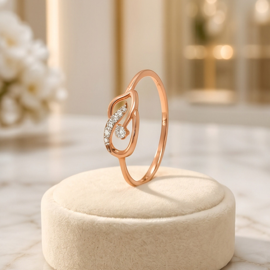 18K Rose Gold Natural Diamond Ring with IDT Certification