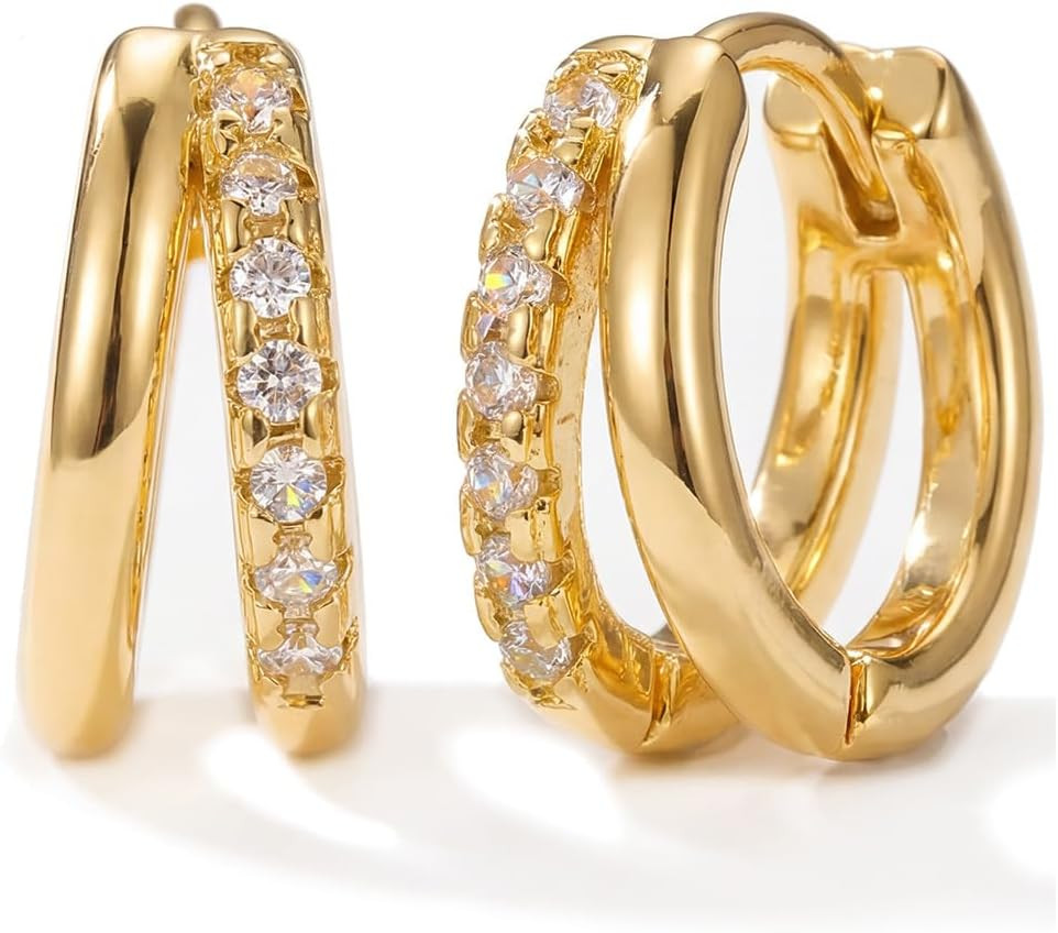 Gold Hoop Earrings for Women,14K Gold Plated Huggie Hoop Earrings for Gift