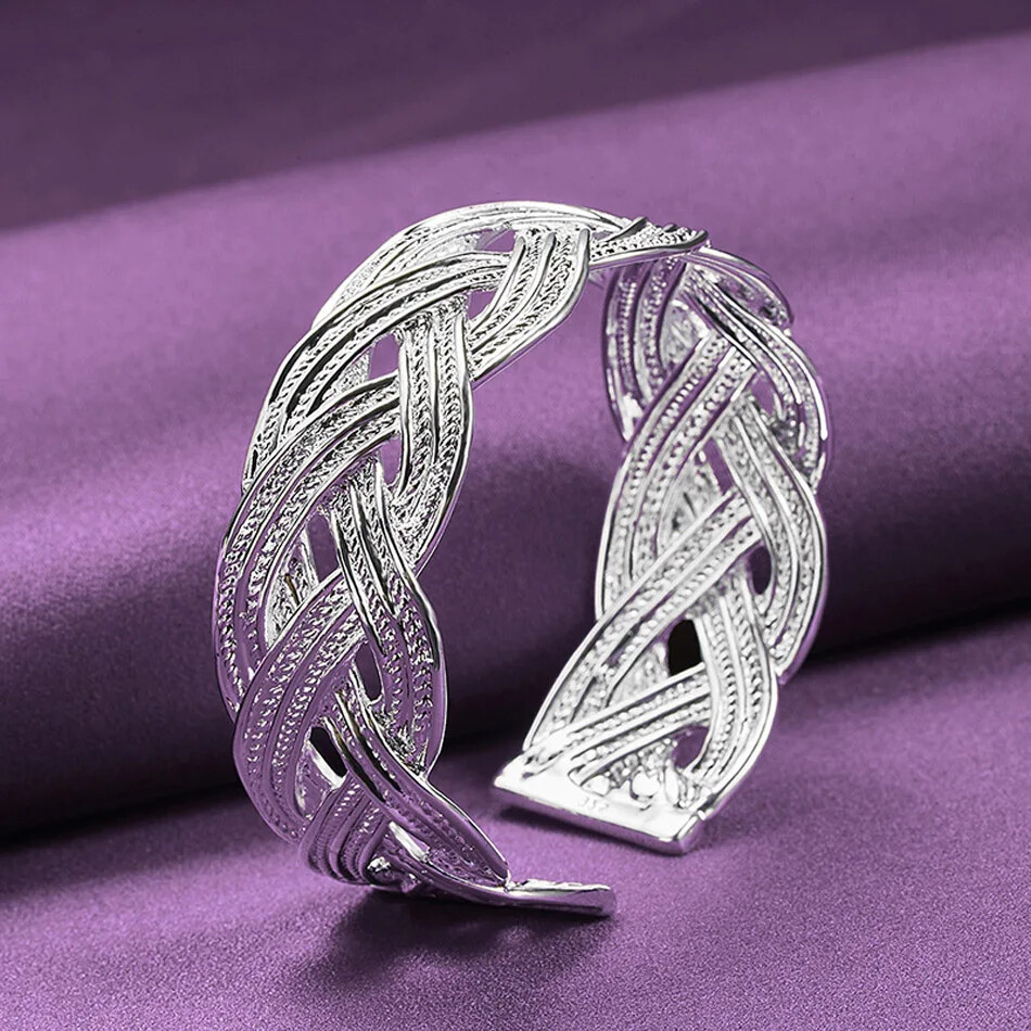 CHSHINE 925 Sterling Silver Adjustable Bracelet Bangle Ring Charm Jewelry Sets