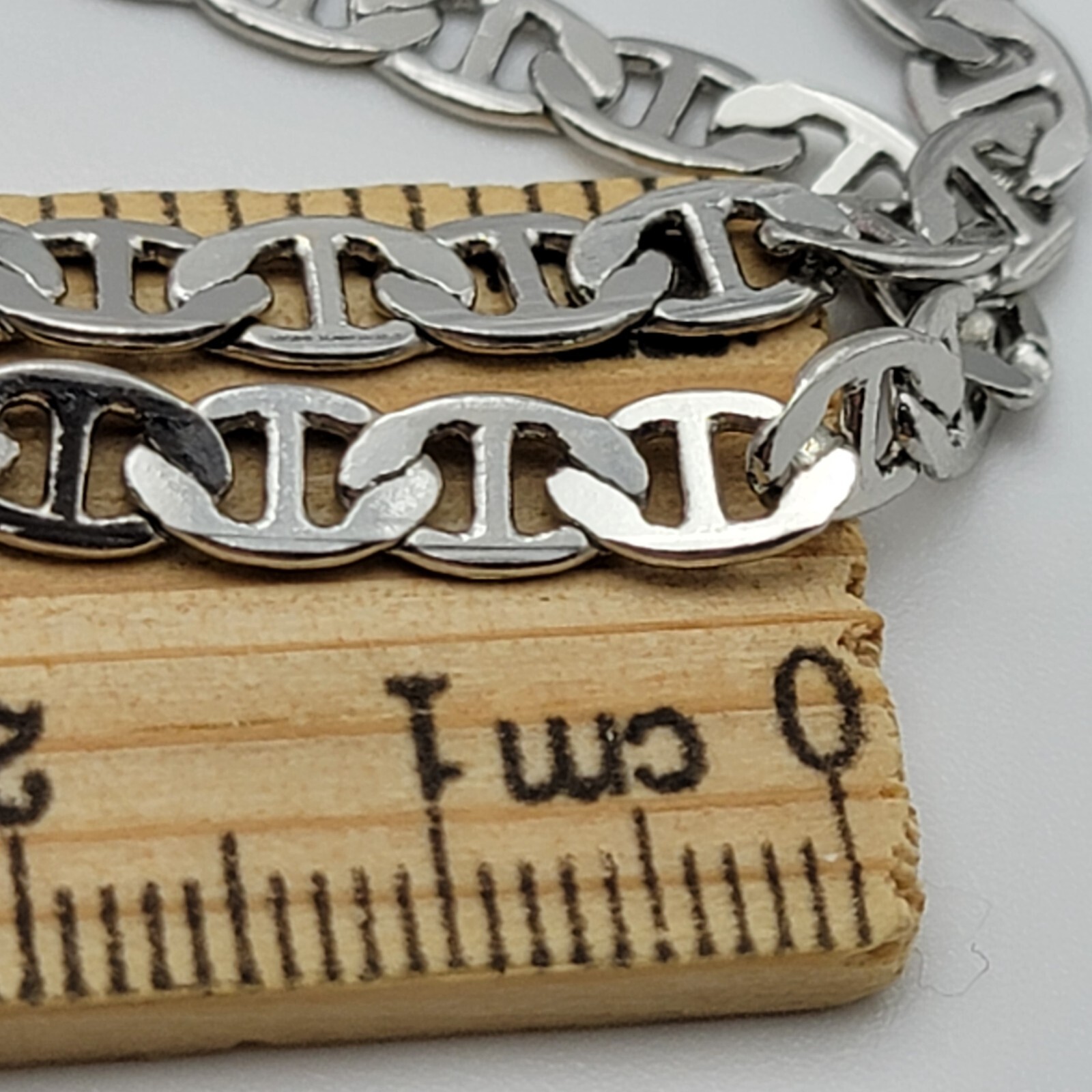 Silver Plated Anchor Mariner Chain Link Necklace 21 Inch Adjustable
