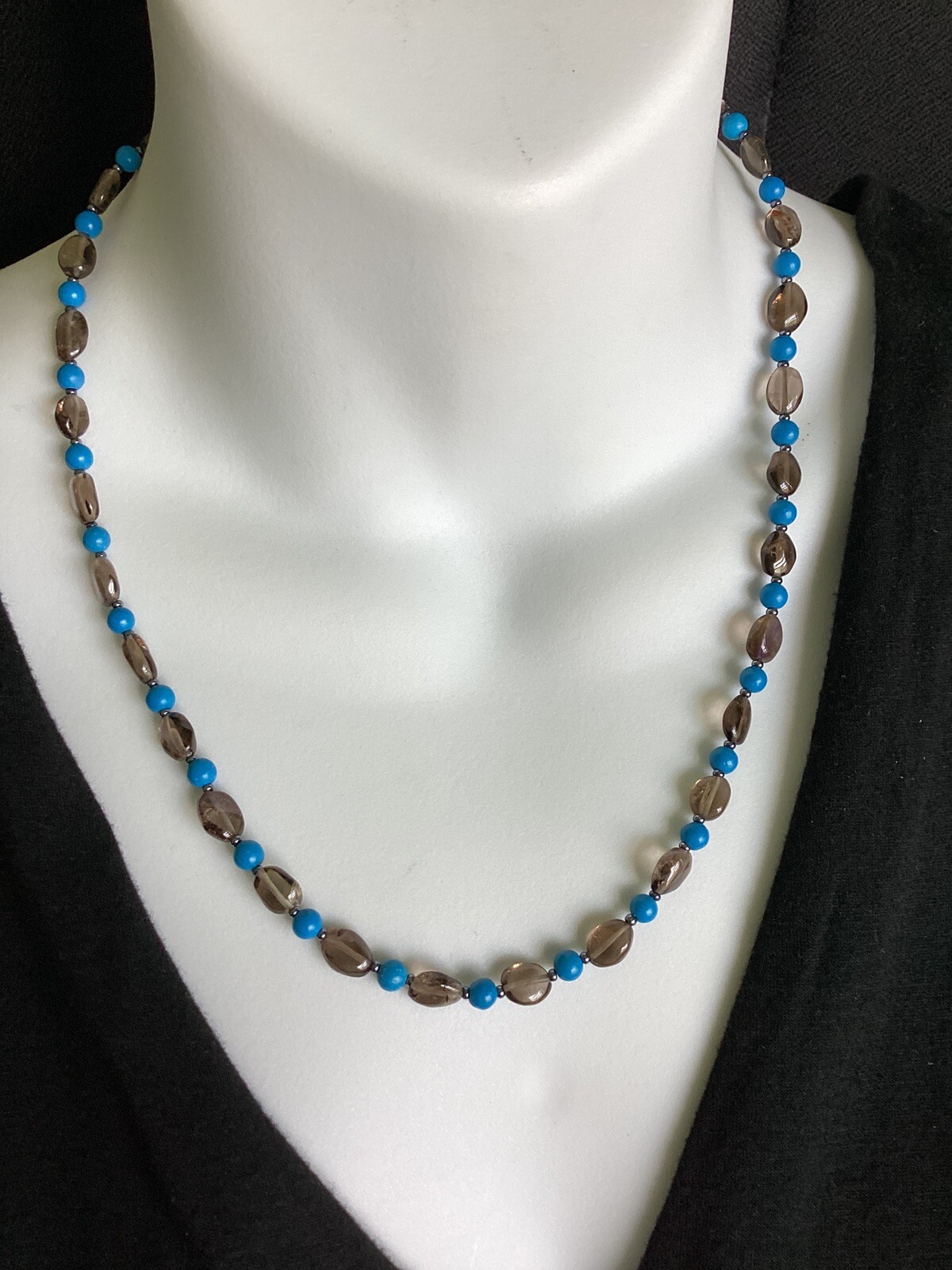 Smoky Quartz And Man made Turquoise Handmade