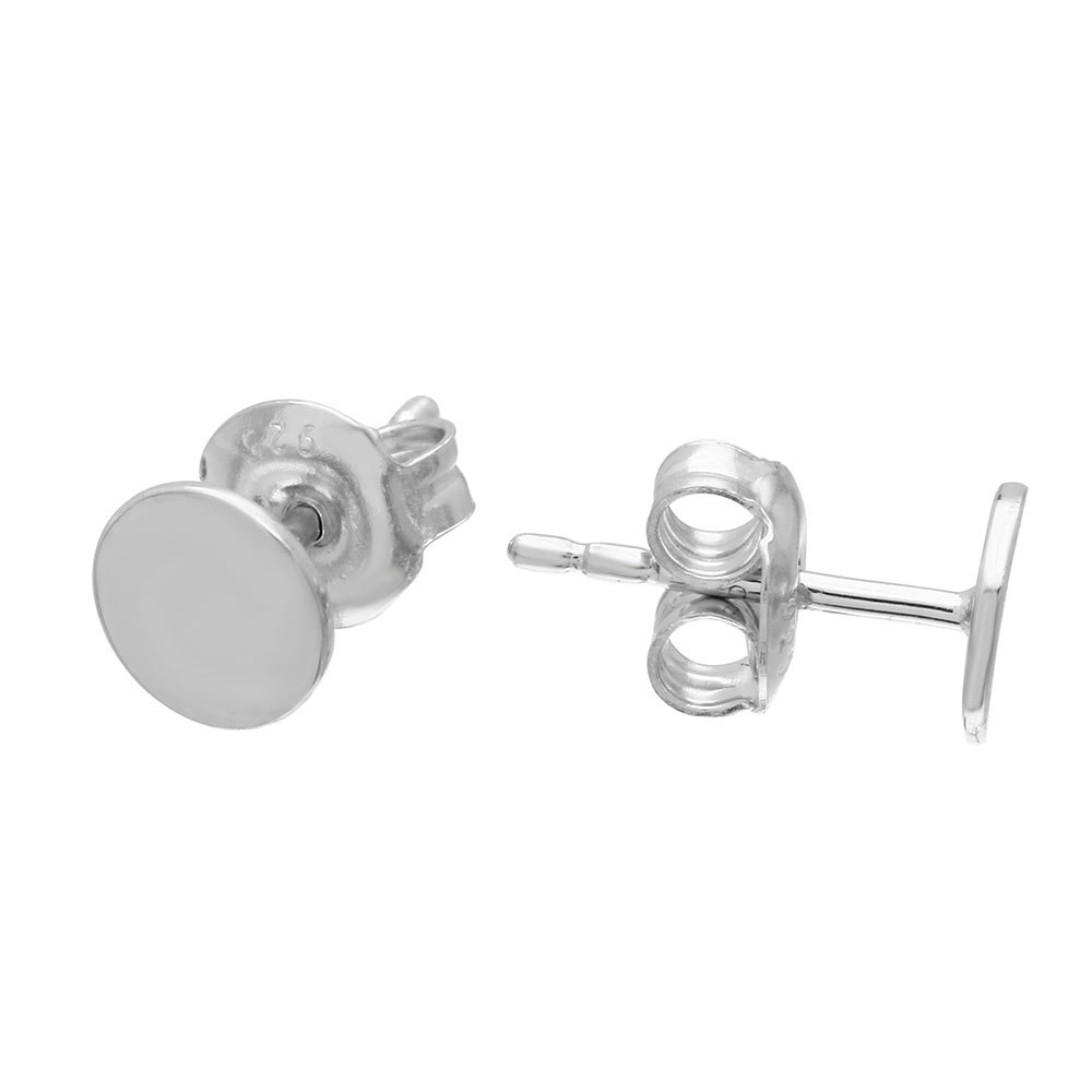 Sterling Silver 1/4 inch (6 mm) diameter Disc Stud Earrings