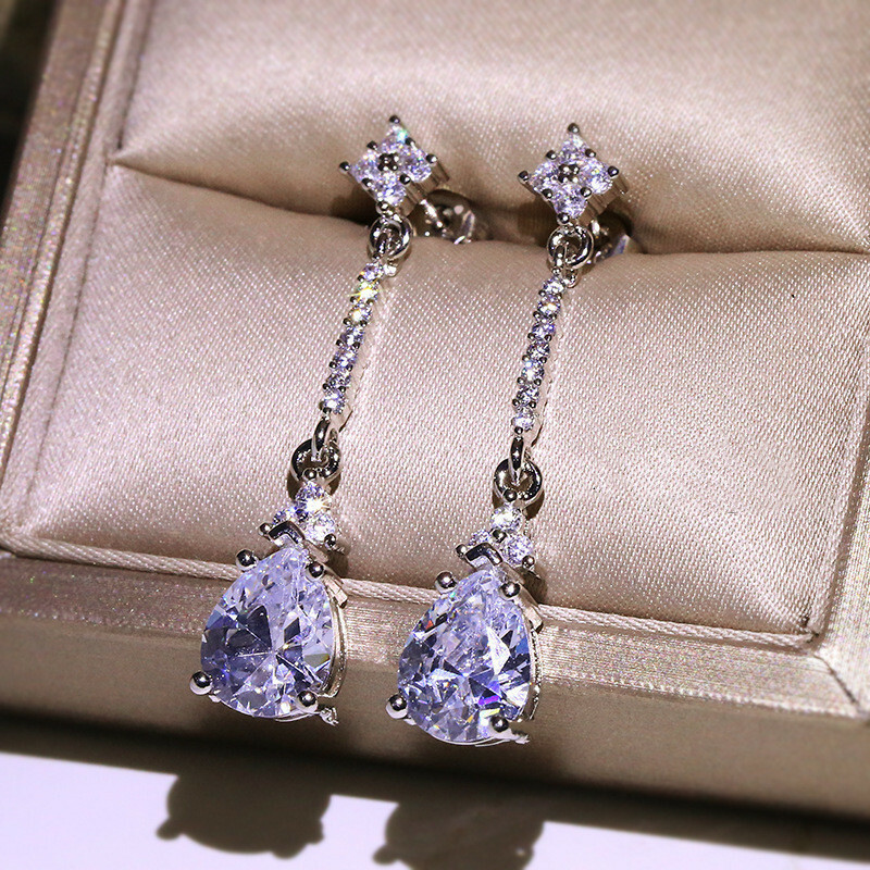 Gorgeous 925 Silver Filled Drop Earring Women Cubic Zircon Wedding Jewelry Gift