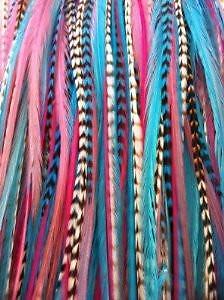 7 feathers in Total 7-10 Mermaid Mix Long Thin Feathers for Hair Extension 7 Fea