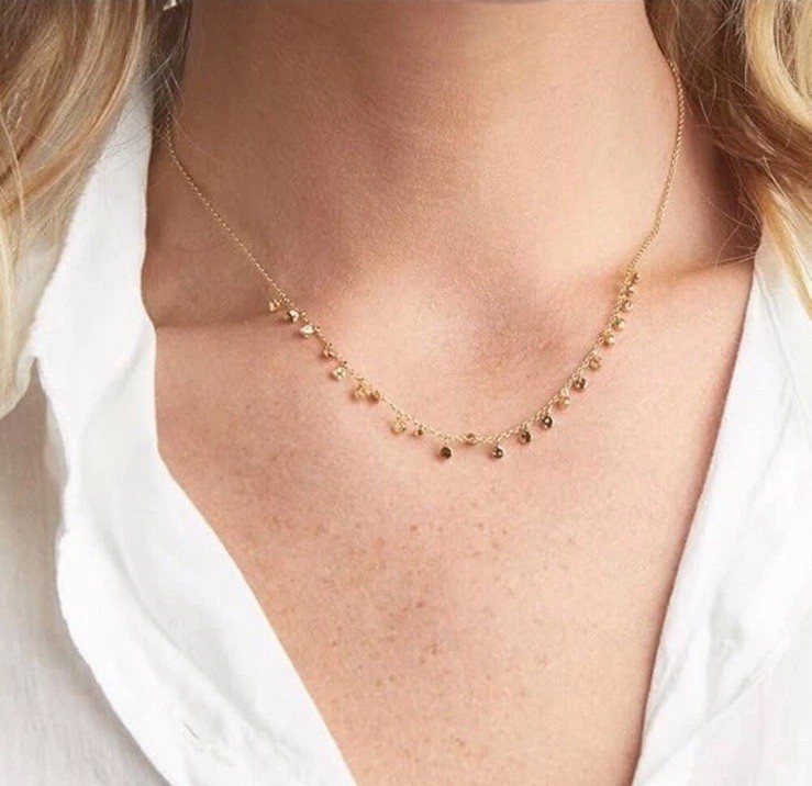 Gorjana Chloe Mini Necklace 18k Gold Plated Hammered 14″