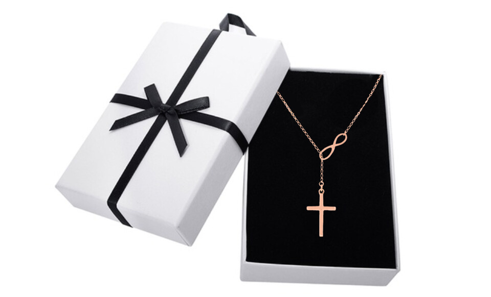 Solid 925 Sterling Silver Infinity Cross Necklace For Women Made In Italy – 18″