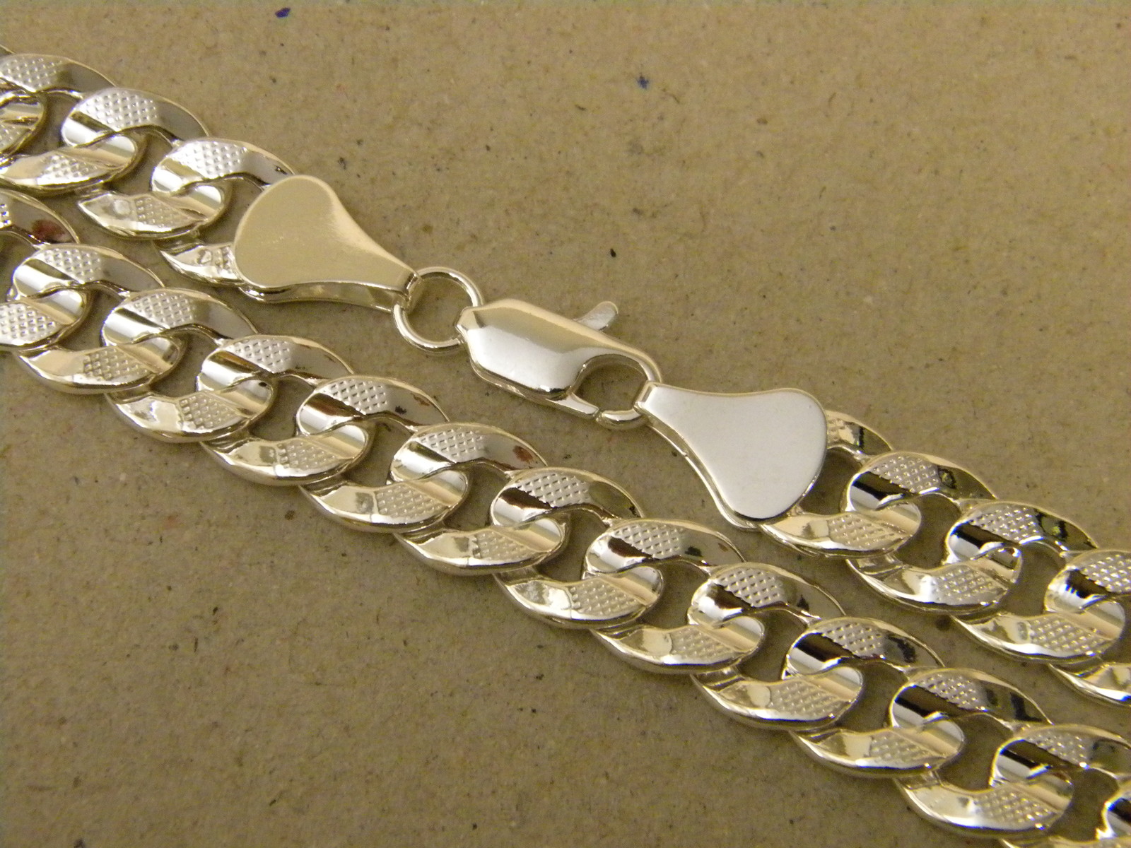 Men’s Silver Plated Concave Curb Cuban Necklace Chain 30in inch long 10mm Wide