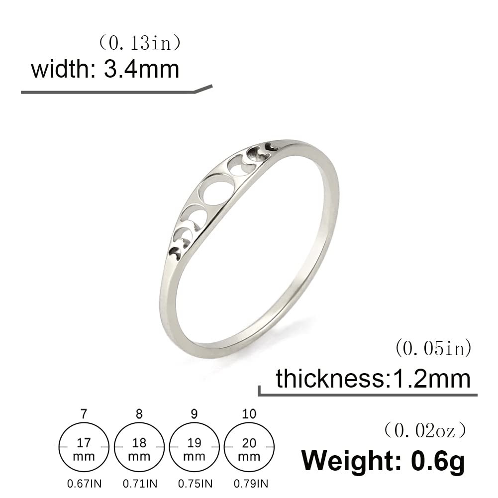 Moon Ring Crescent Band – Astrology Phase of Moon Ring – Stainless Steel Jewe…