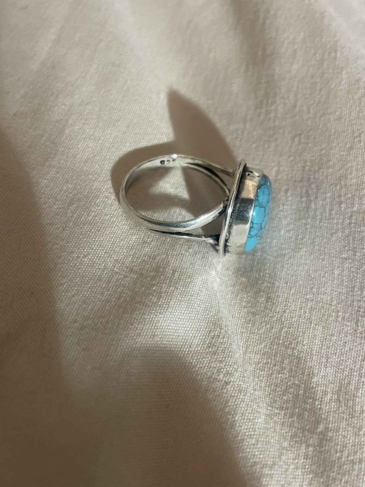 Natural Turquoise Ring Oval Gemstone 925 Sterling Size 8