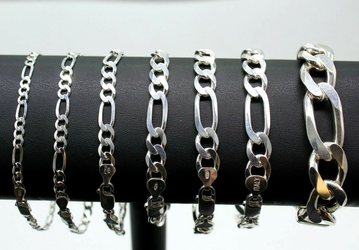925 Italy SOLID Sterling Silver FIGARO Link Chain Bracelet 7″ 8″ 9″ 10″ .925