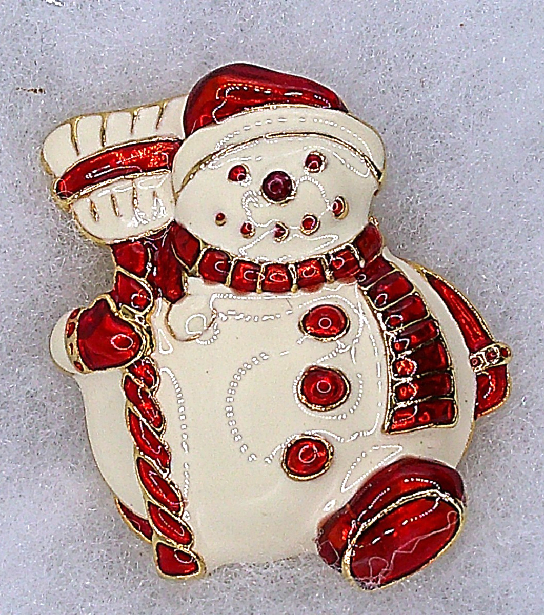 CHRISTOPHER RADKO SIGNED Christmas Snowman Enamel Brooch pin (A2)