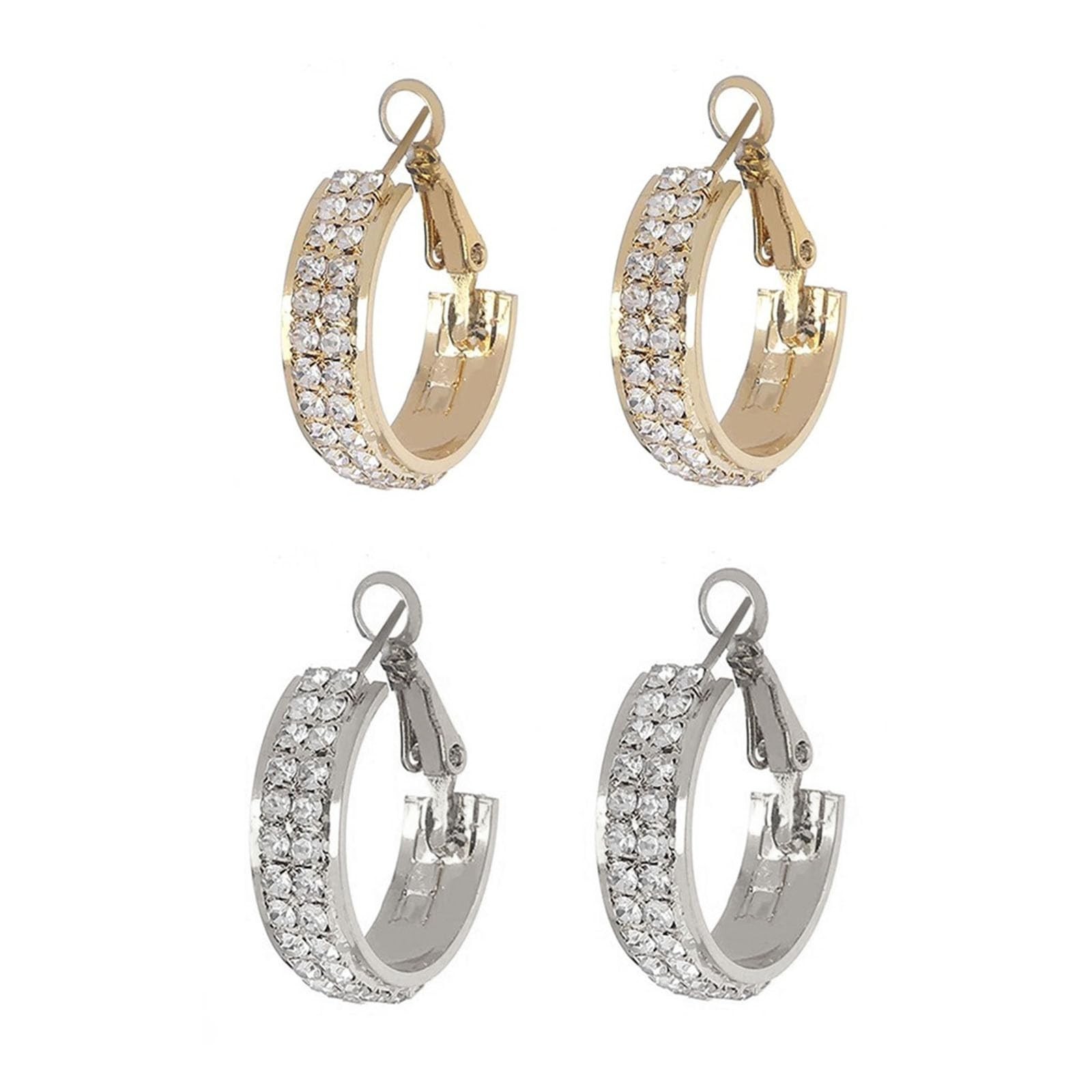 Lymphatic Drainage Slimming Hoop Earrings with Cubic Zirconia – Jewelry Gifts fo