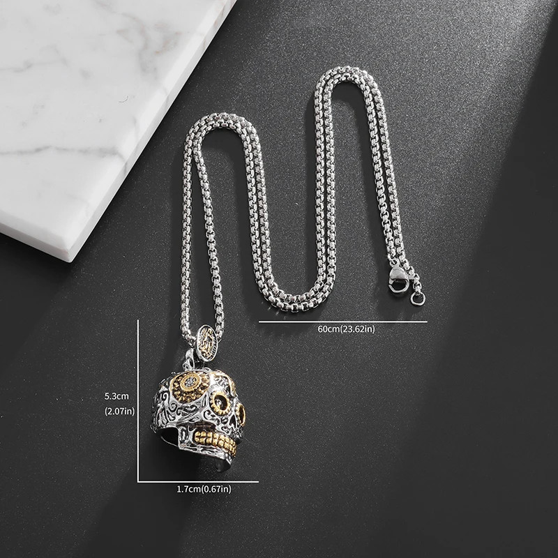 New Men’s Fashion Jewelry Skull Cross Calavera Day Of The Dead Pendant Necklace