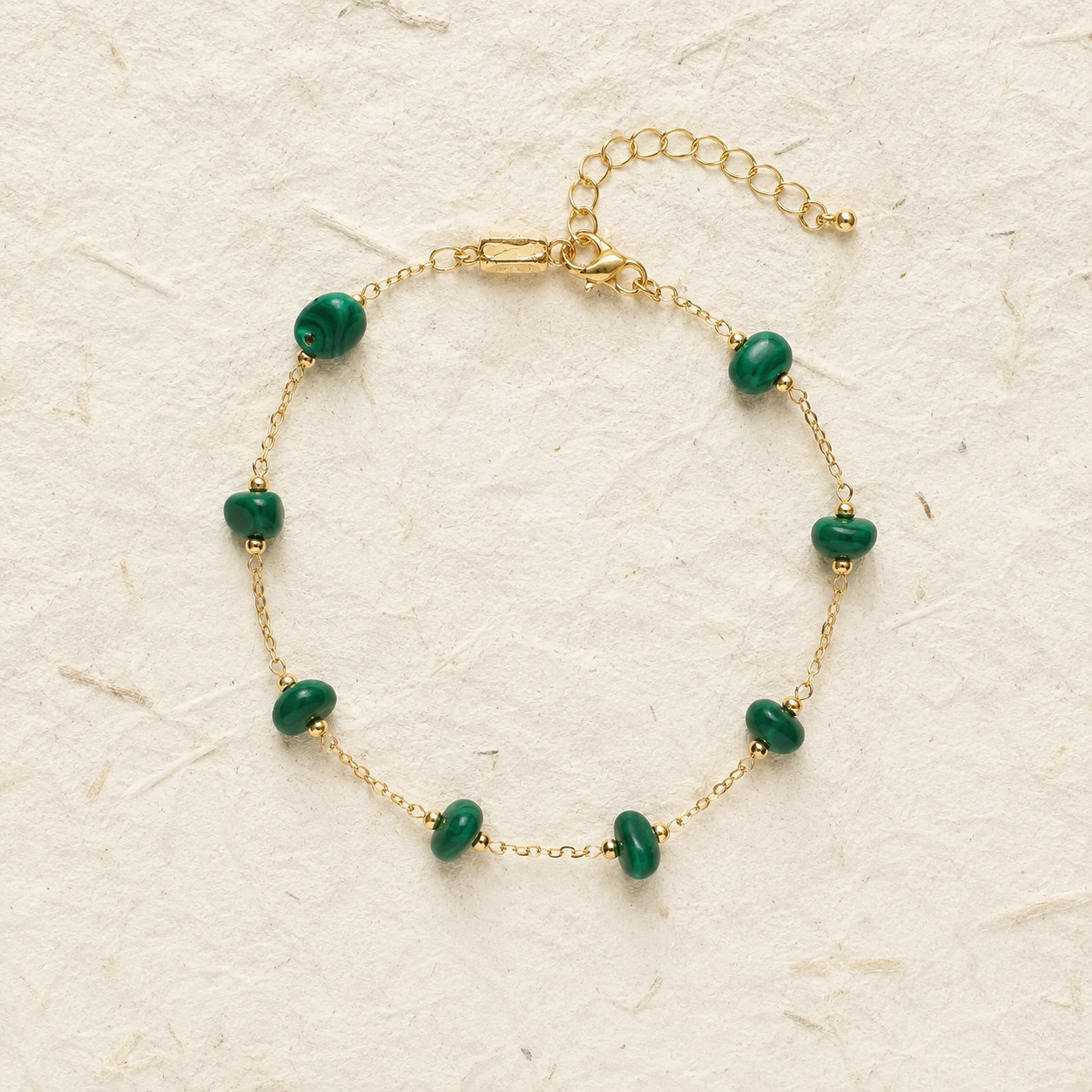Natural Malachite Geometric Bracelet | 18K Gold Plated | Transformation