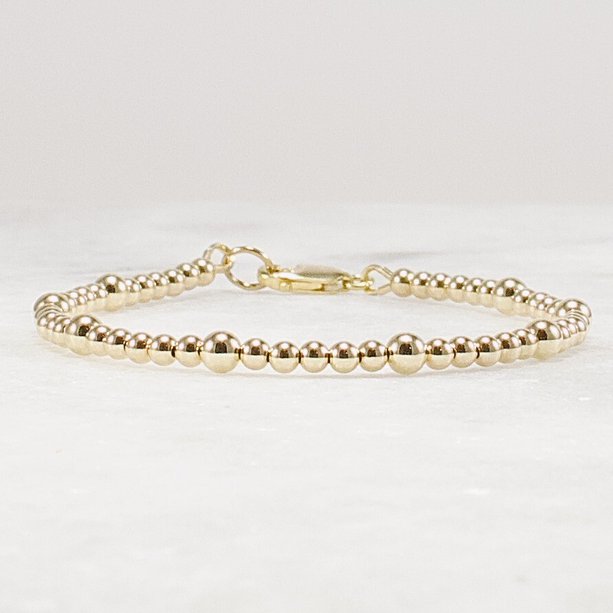Gold Bead Bracelet 14k Gold Filled 2.5mm 3.5mm