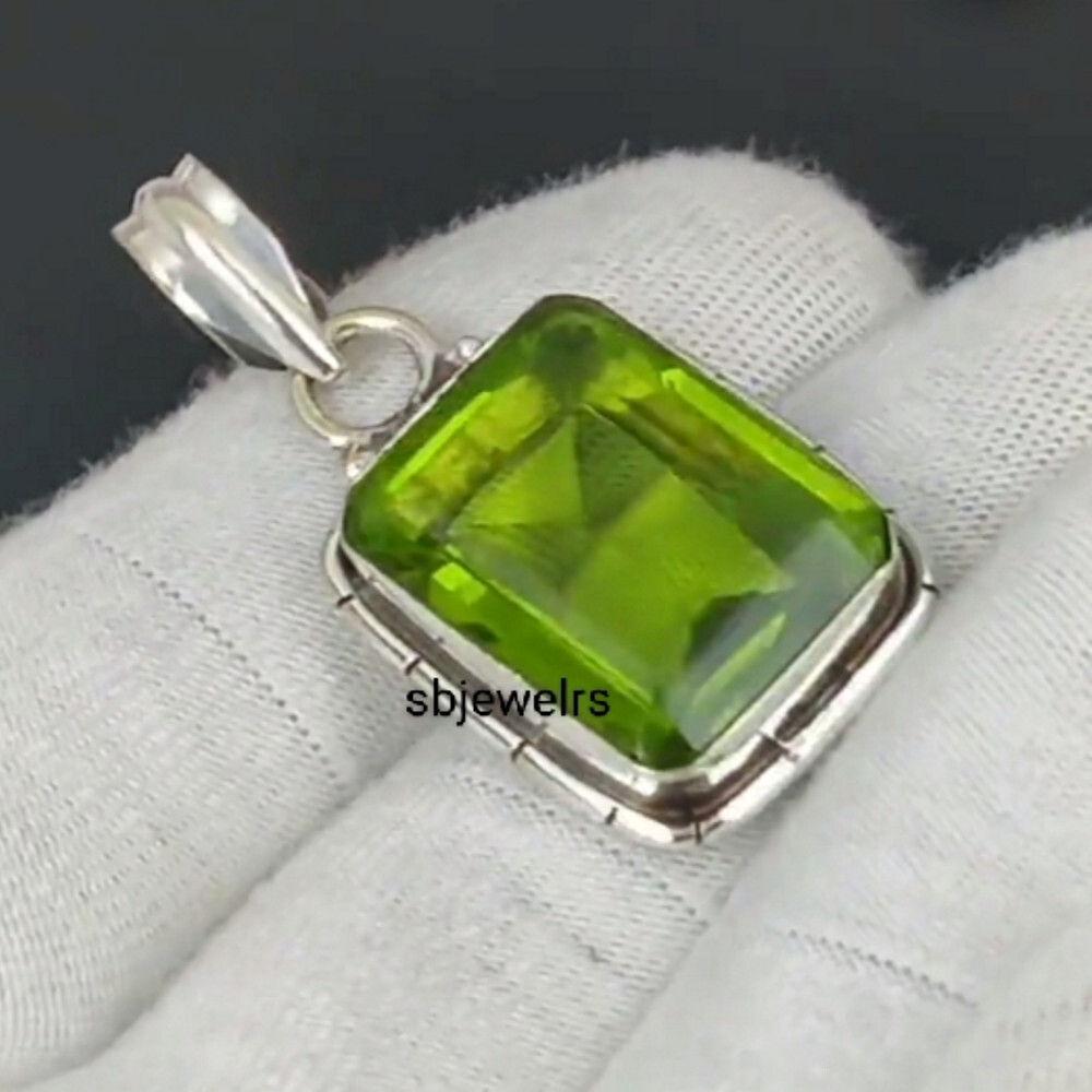 Peridot Gemstone 925 Sterling Silver Handmade Pandant Jewelry women Gift E-24