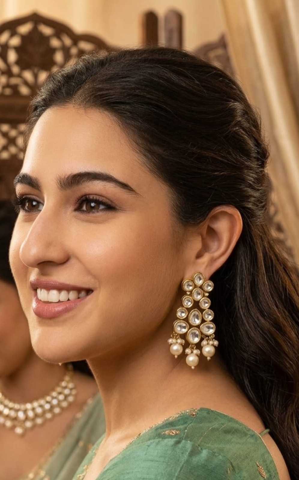 Indian Kundan Pearl Drop Dangle Earrings Gold Plated Bridal Wedding Ethnic Gift