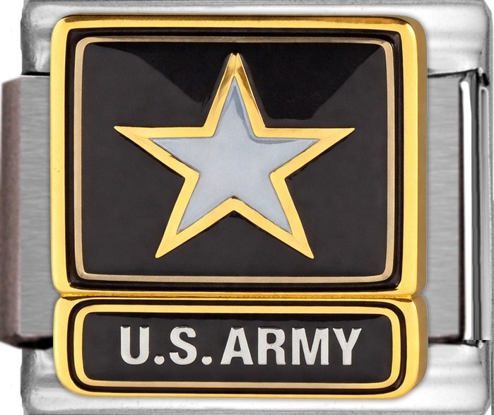 U.S. Army Logo Enamel 9mm Italian Charm Bracelet Link Military Patriotic USA