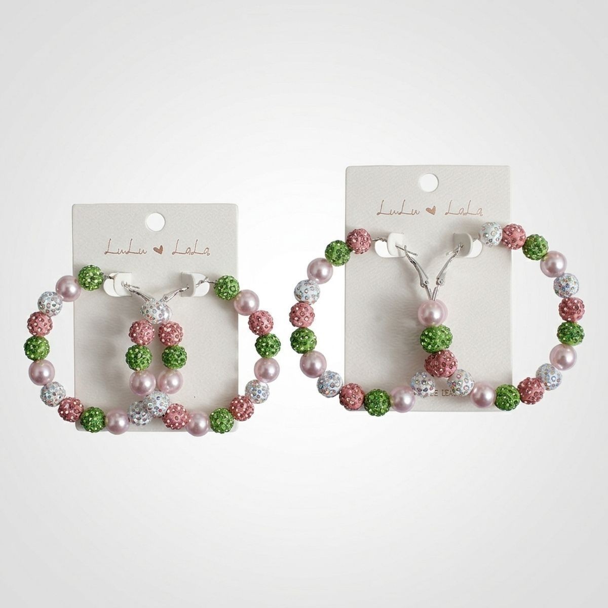 Pink Mix 2in Stone Ball Hoops