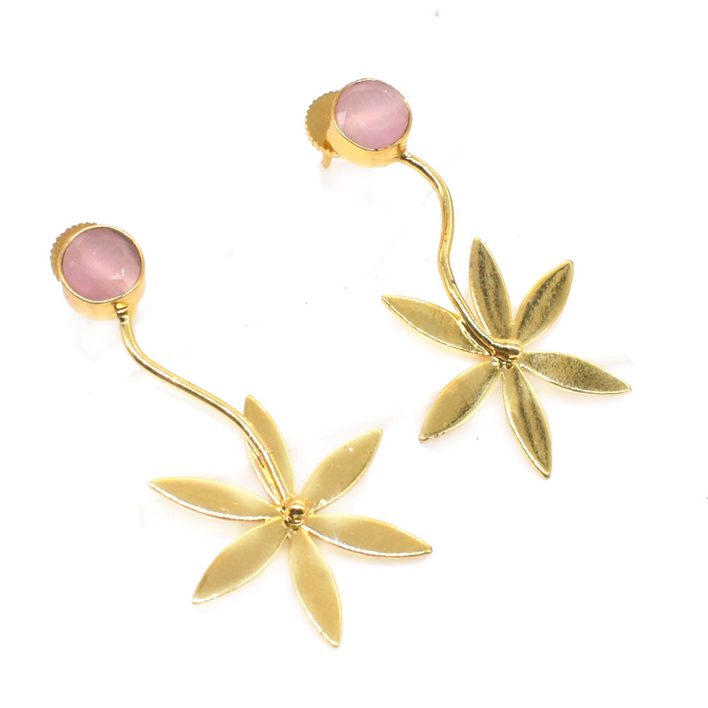 Kunzite Quartz Gold Plated Fashion Jewelry Hook Earring 1.5″ T948