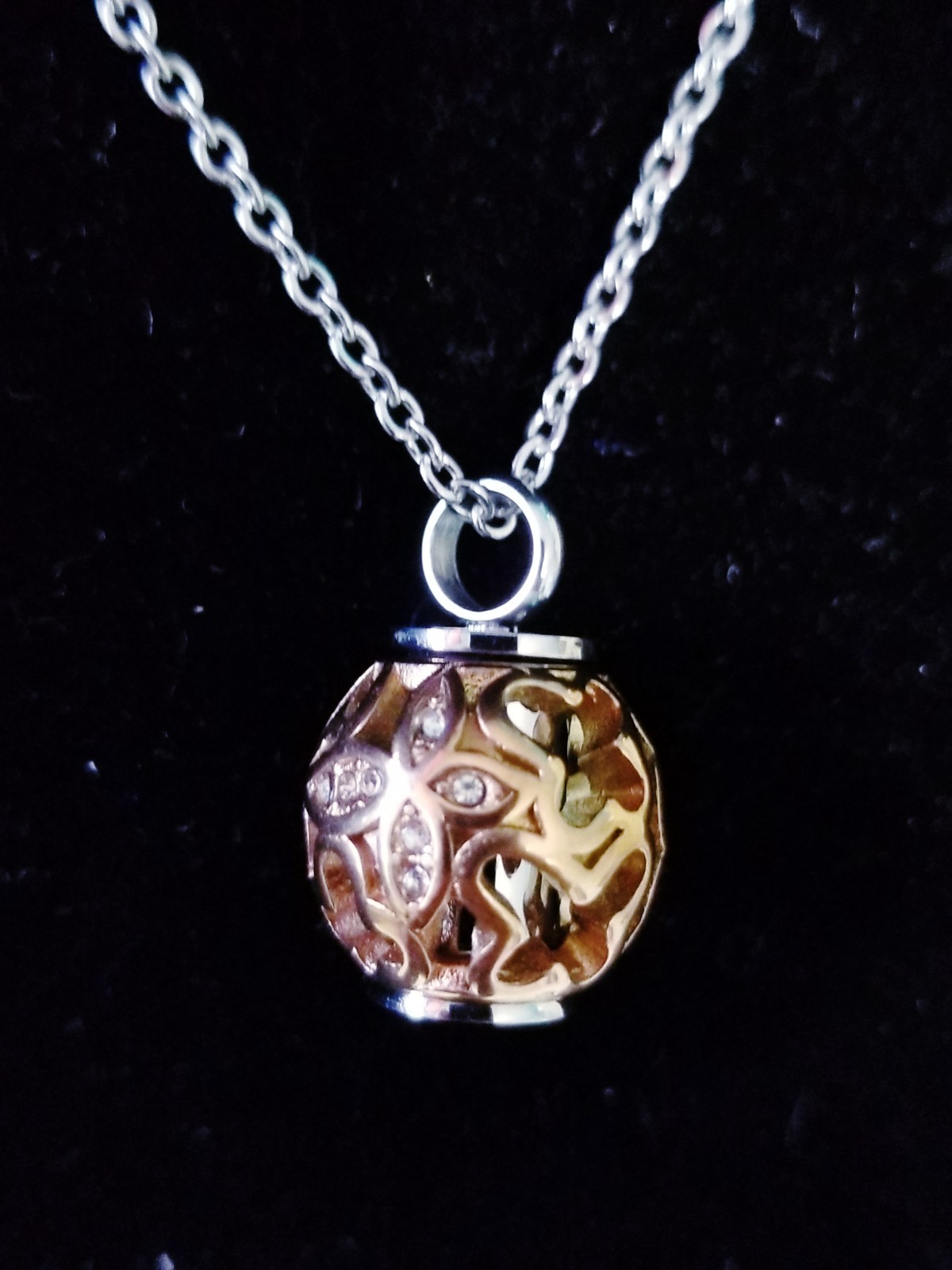 Rose Gold Tone Urn Cremation Memorial Necklace Ball Pendant for Ashes