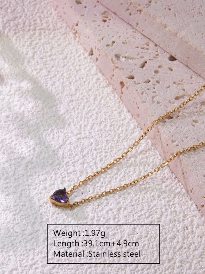 Necklace for Women Tiny Crystal Heart Love Pendant Choker Necklace Birthstone US