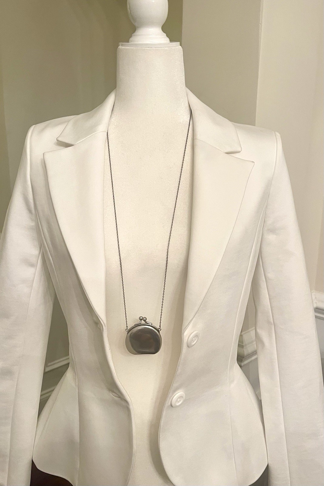 Coach Limited Edition Runway Antiqued Silver Kisslock Pendant Necklace NWT