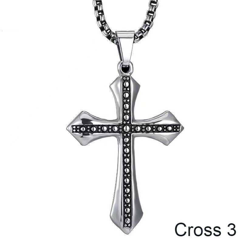 Men Cross Pendant Necklace Religious Christian Jewelry Stainless Steel Chain 24″