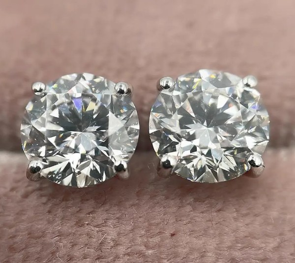 1Ct Lab Created Diamond Solitaire Round Cut Stud Earrings 14K White Gold Plated