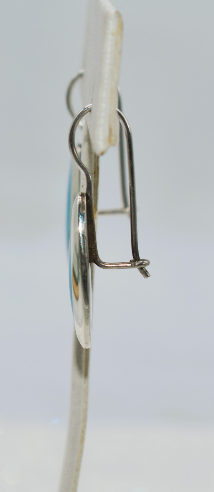 Simulated Turquoise Sterling Silver Dangle/Drop Earrings 1-1/4 inch