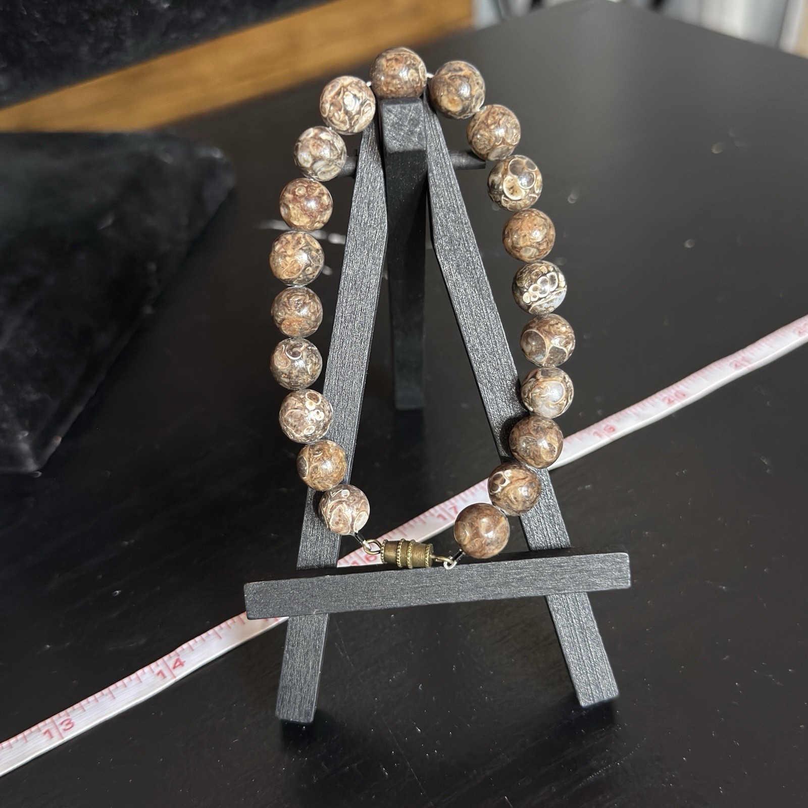 Turritella Natural Gemstone Bead Bracelet | Smooth Round 10mm