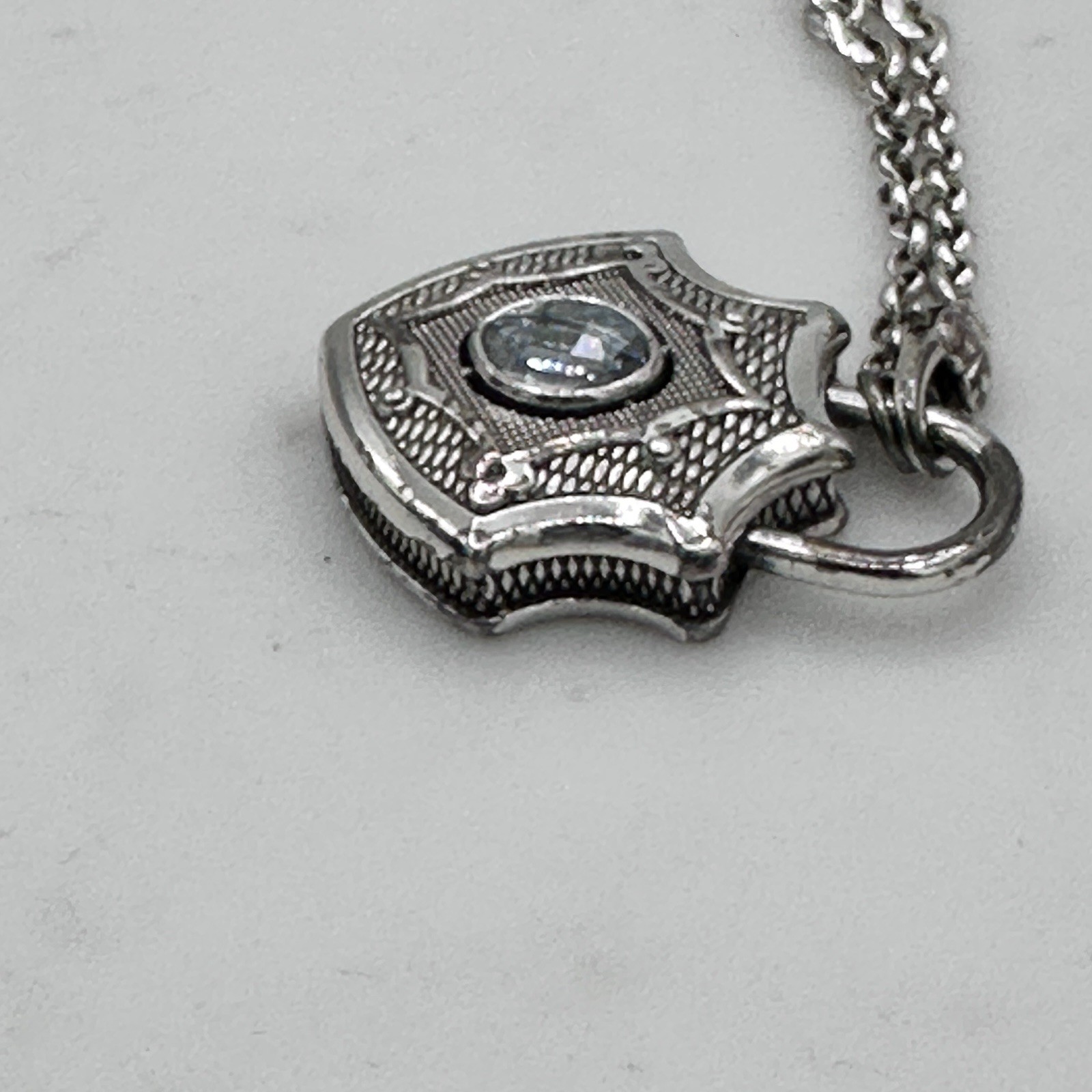 Retired Brighton Love Padlock Shield Long Necklace Swarovski Crystal 32” Adj