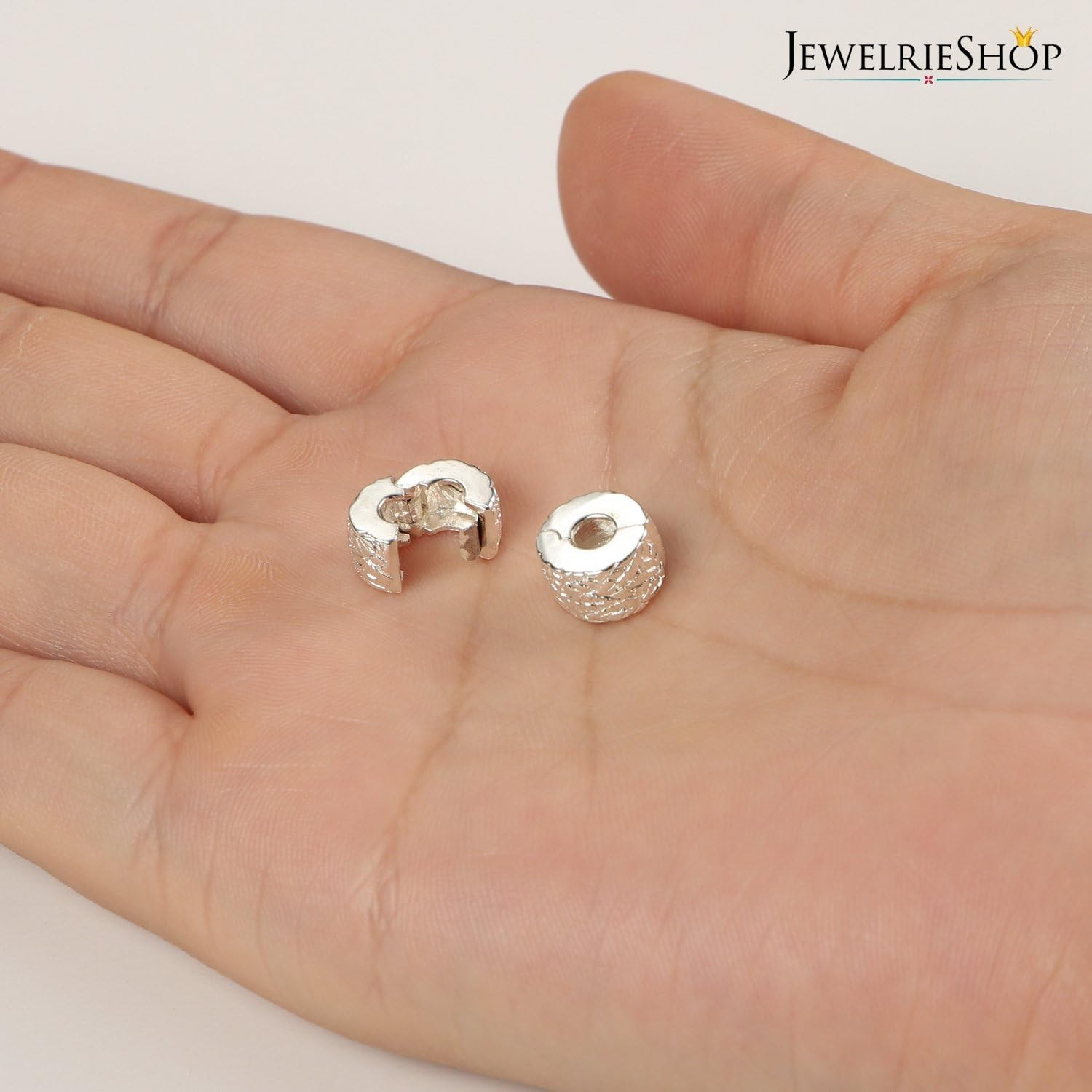 Jewelrieshop Clip Spacer Charm for Bracelet Clip Lock Stopper Bead Spacer Europe