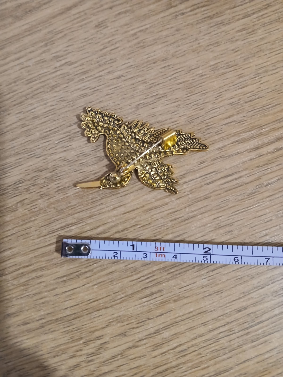 Green & Blue Rhinestoned Hummingbird Brooch Gold Tone Costume Jewellery