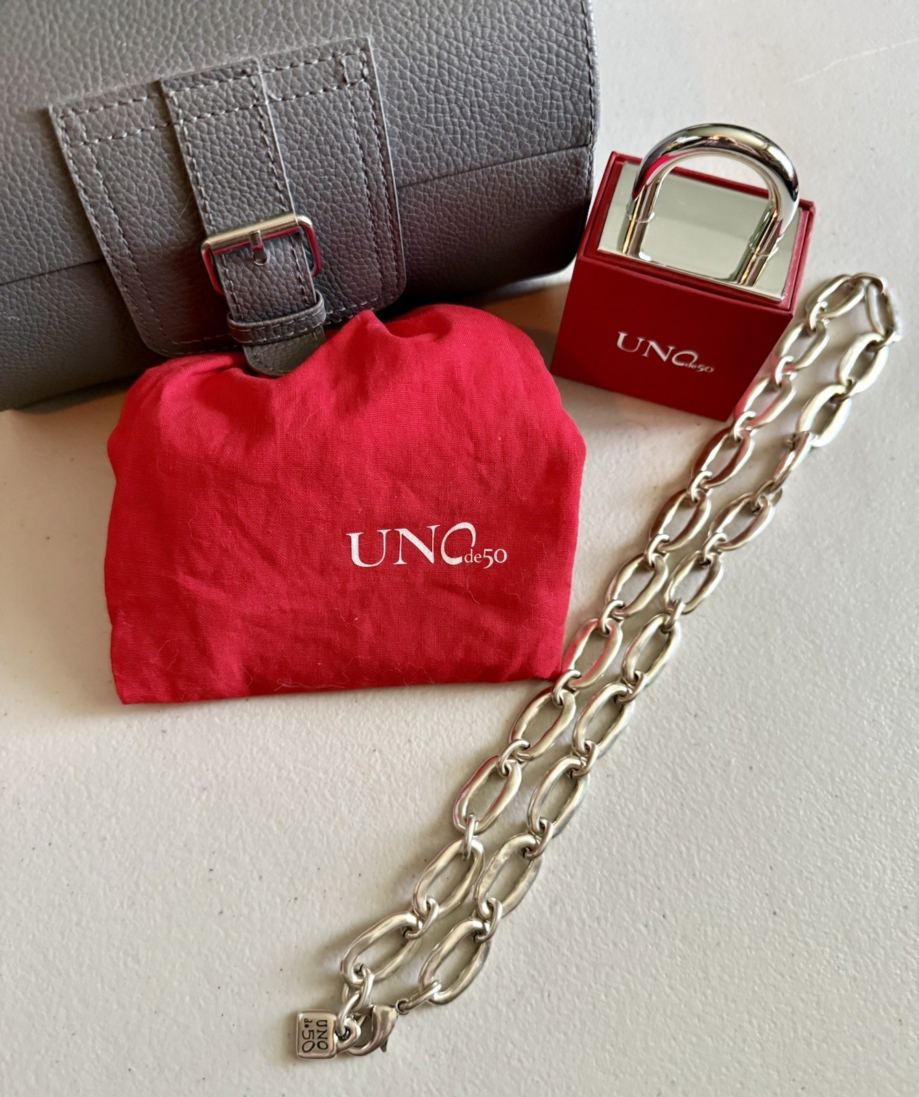 Uno de 50 Awesome Link Necklace Sterling Slvr Plated Made In Spain 25”, $295 new