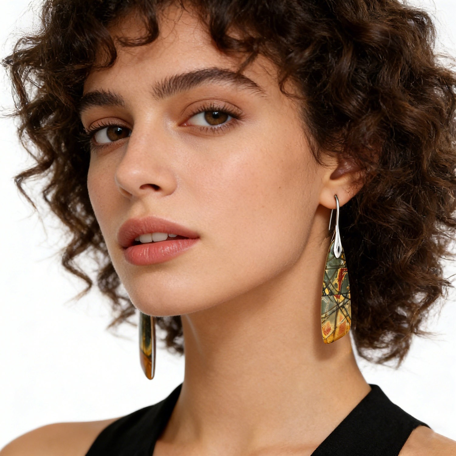 Bohemian Emperor Stone Geometric Pendant Earrings