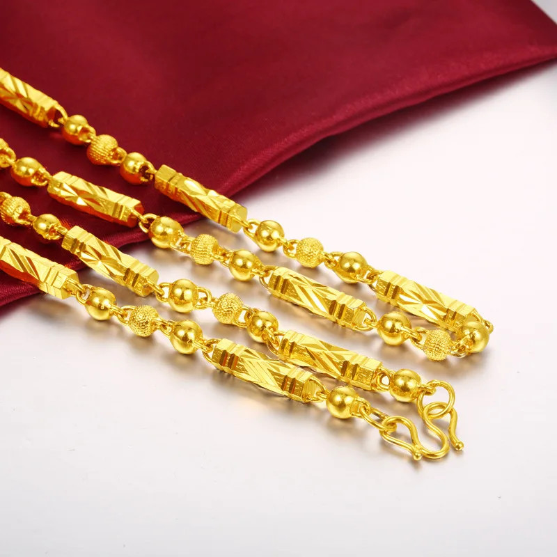 Mens Buddha Pendant Necklace 18K Gold Plated Bamboo Chain Luxury Hip Hop Gift